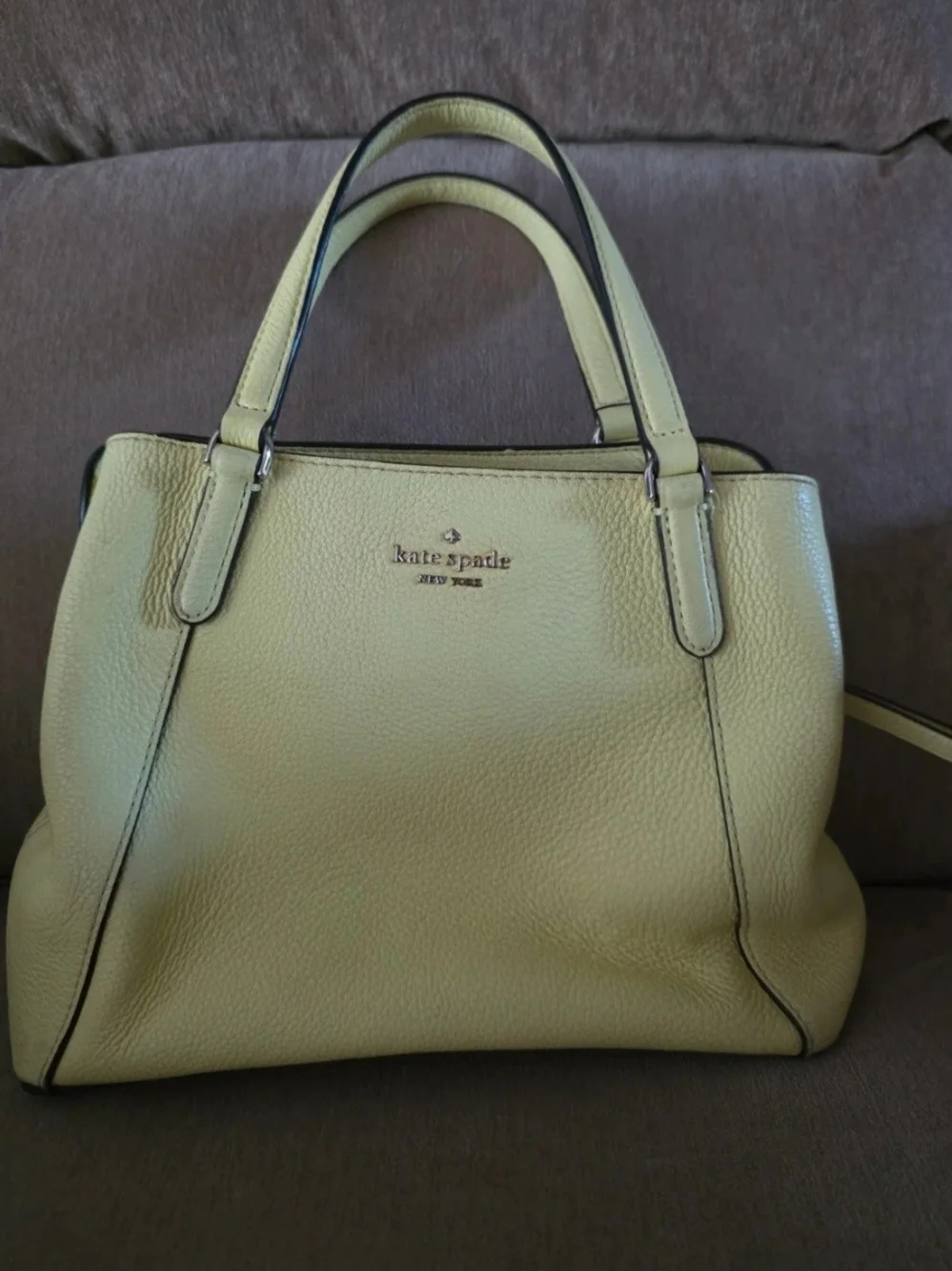 kate spade Lemon Yellow Leather Tote with Removable Strap